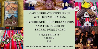 Imagem principal do evento FRIDAYS Sacred CACAO & SOUND HEALING - 7:30pm