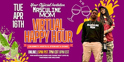 Primaire afbeelding van The Masculine Mom Virtual Happy Hour