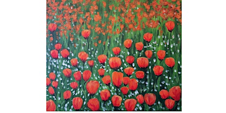 Poppy field paint and sip painting event