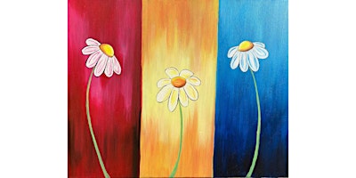 Image principale de Paint and sip this fun "Trio of Daisies" painting at Mimi's Cafe in Folsom