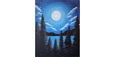 Debut class at Courtyard Bistro, Cal Expo! Paint and sip this beautiful "Blue Moonrise" painting