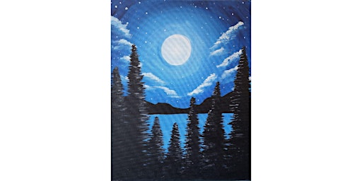 Imagen principal de Debut class at Courtyard Bistro, Cal Expo! Paint and sip this beautiful "Blue Moonrise" painting