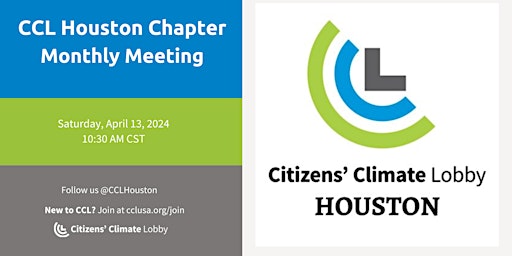 Citizens' Climate Lobby, Houston - Monthly Meeting April 13 primary image