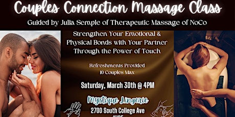 Couples Connection Massage Class at Mystique Lingerie