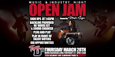 Imagen principal de Music & Industry Night OPEN JAM at Tony D's
