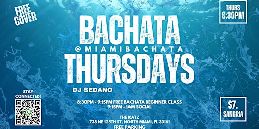 Imagen principal de Bachata Thursdays, No Cover, Free Bachata Class, Free Parking ..