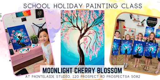 Primaire afbeelding van School Holiday Art Class - Paint Moonlight Cherry Blossom