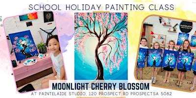 Primaire afbeelding van School Holiday Art Class - Paint Moonlight Cherry Blossom