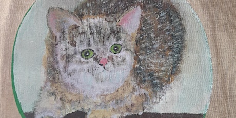 Paint a Cat: acrylic painting on shopping bag