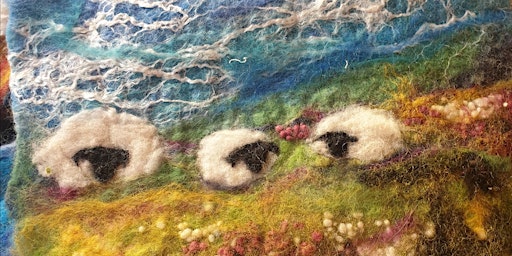 Image principale de Learn the art of Wet feltmaking and needlefelting. Sheep Family Landscape