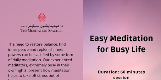 Imagem principal do evento Easy Meditation for Busy Life