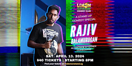 Imagen principal de Rajiv Balamurugan | Saturday, April 13th @ The Lemon Stand Comedy Club