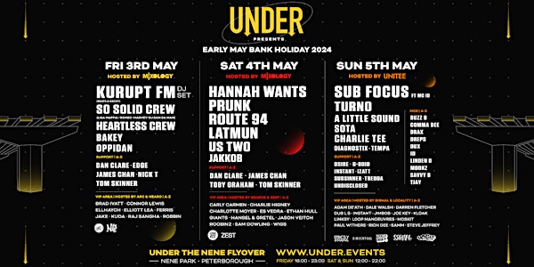Under Event Series 3-4-5th May / Sub Focus, Hannah Wants, Kurupt FM & more
