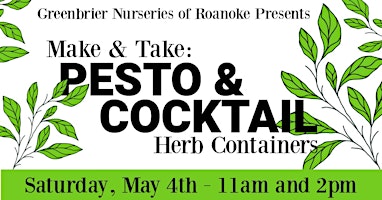 Imagen principal de CANCELLED Make & Take: Pesto and Cocktail Herb Containers - 11AM