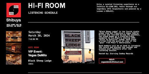 Hauptbild für Vegas DeMilo "Black Sheep Lodge" VIP Listening Party