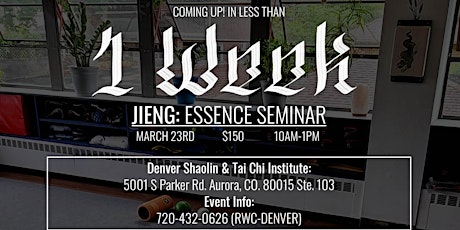 RWC-Denver Presents! Qi-Gong: Jieng Essence Workshop