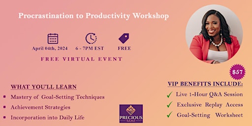 Hauptbild für Procrasination To Productivity Workshop