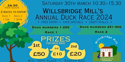 Imagem principal do evento Willsbridge Mill Annual Duck Race 2024