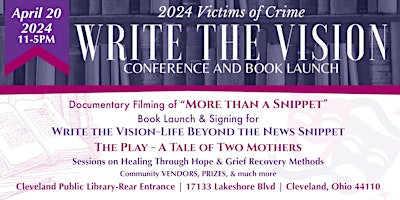 Primaire afbeelding van Victims of Crime - Write the Vision Conference & Book Launch