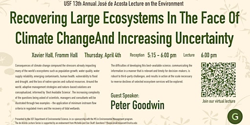 Imagen principal de 2024 USF José de Acosta Lecture on the Environment (Hybrid Event)