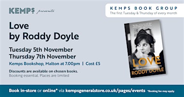 Imagem principal do evento Book Club - Thursday - Love by Roddy Doyle