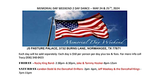 Primaire afbeelding van J5 PASTURE PALACE - 2-DAY MEMORIAL DAY WEEKEND DANCE