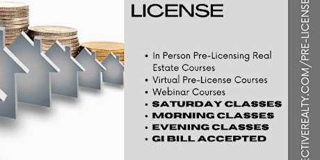75 Hours Pre-License Real Estate Classes starting March 30th 2024
