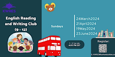 English Reading and Writing Club (Ages 9 to 12)