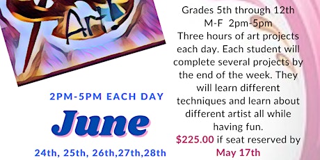 Summer Art Camp Grades 5th and up