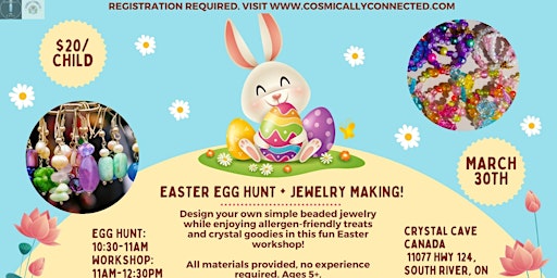 Primaire afbeelding van Egg Hunt & Jewelry Workshop at Crystal Cave Canada!