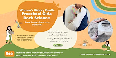 Imagem principal do evento Women's History Month: Preschool Girls Rock Science