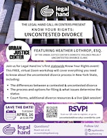 Primaire afbeelding van Uncontested Divorce Know Your Rights Workshop!