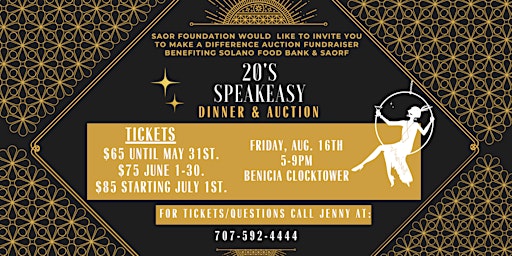 Image principale de Make A Difference Dinner & Auction Fundraiser:  2020's Speakeasy
