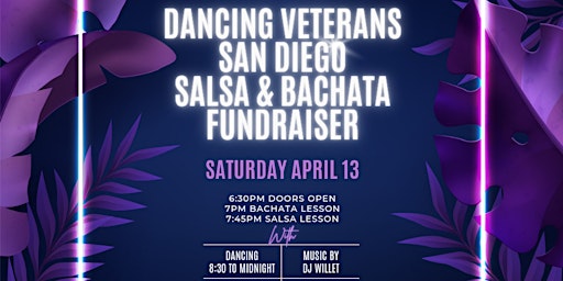 Image principale de Dancing Veterans San Diego Salsa & Bachata Fundraiser