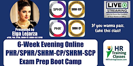 Imagen principal de 6-Week Evening Online PHR/SPHR/SHRM-CP/SHRM-SCP Exam Prep Boot Camp