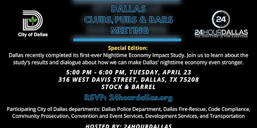 Primaire afbeelding van 24HourDallas Quarterly Clubs, Pubs, and Bars Meeting