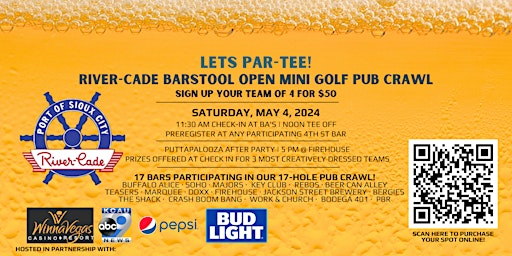 Imagem principal do evento River-Cade's Barstool Open Mini-Golf Pub Crawl