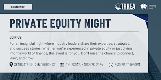 Private Equity Night [in-person] | March 28 at 6:30PM - 9:30PM primary image
