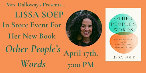 Image principale de Lissa Soep In Store To Share Her New Book OTHER PEOPLE'S WORDS