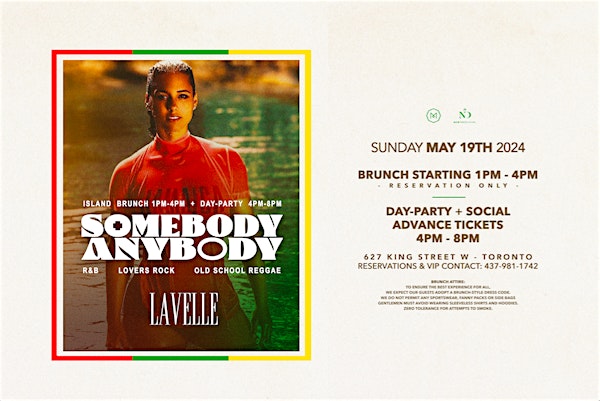 Somebody Anybody - Rnb, Lovers Rock Brunch & Social @ Lavelle (MAY EDITION)