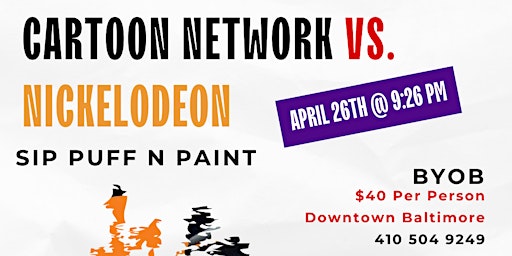 Imagem principal do evento Cartoon Network vs. Nickelodeon (Sip, Puff n Paint!)