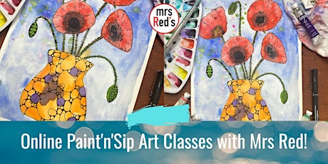 ONLINE watercolour and doodling Paint'n'Sip art class! primary image