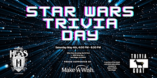 Primaire afbeelding van Star Wars Trivia Fundraiser Day - May the 4th Be With You!