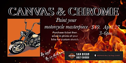 Imagem principal do evento Canvas and Chrome - Paint YOUR motorcycle masterpiece!