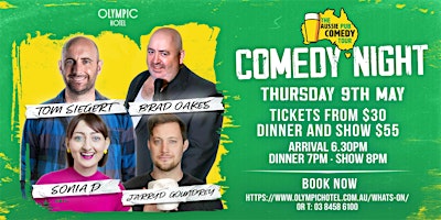 The Aussie Pub Comedy Tour LIVE at The Olympic Hotel, Preston. primary image
