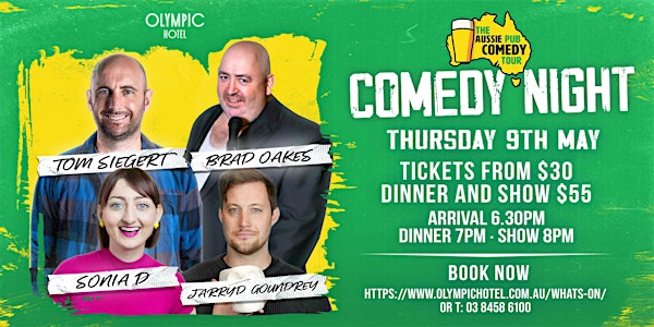 The Aussie Pub Comedy Tour LIVE at The Olympic Hotel, Preston.