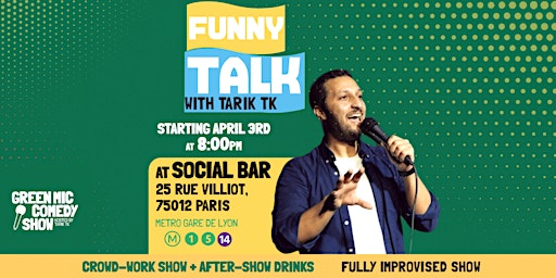 Imagen principal de Funny Talk - Improvised Comedy + Drinks after the show in a Social venue