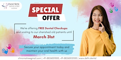 Hauptbild für Free Dental Checkup in Vasant Vihar At Matrix Dental & Skin Lounge.