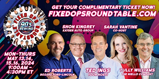Imagem principal do evento Ted Ings Presents FIXED OPS ROUNDTABLE: 90's Rewind!