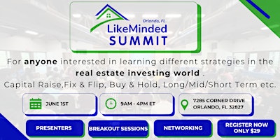 Primaire afbeelding van LikeMinded O-Town Real Estate Investor Summit